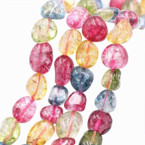 Wholesale DIY Accessories Tourmaline Jades Irregular Stone Multi Crystal Freeform Beads Loose Beads for Jewelry Making 15" A860
