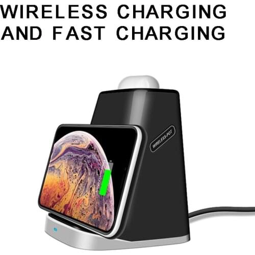 Pohiks 1pc Portable 2-in-1 Wireless Charger Dock Multi-functional Mobile Phone Charging Station For S-amsung i-Phone A-irpod