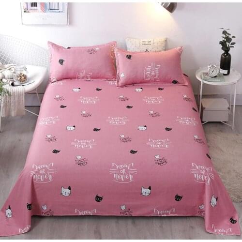 Cute Kitten Cat Pattern Flat Sheet Bed Linen Single Double Queen King Size Soft Bed Cover Bedspread (Pillowcase Need Order)