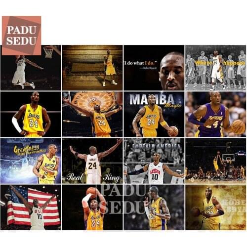 Basketball Star Poster Kobe Bryant 5d Diy Diamond Painting Crystal Full Square Round Daimond Mosaic Embroidery Mural Decor Home