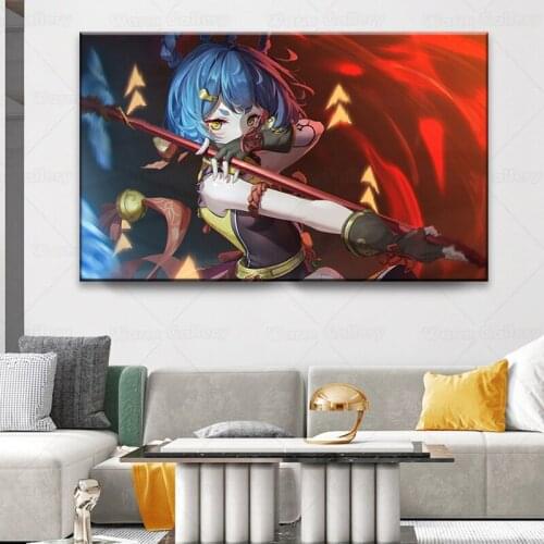 Xiangling Genshin Impact Series Posters HD Poster Anime Girl Poster Sticker Home Decor Study Bedroom Bar Cafe Wall Painting
