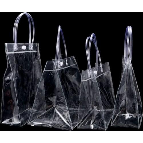 1pcs New Clear Transparent Tote Bags Handbag Friendly Environmentally Plastic Bag Shoulder Handbag Gift Shopping Bags