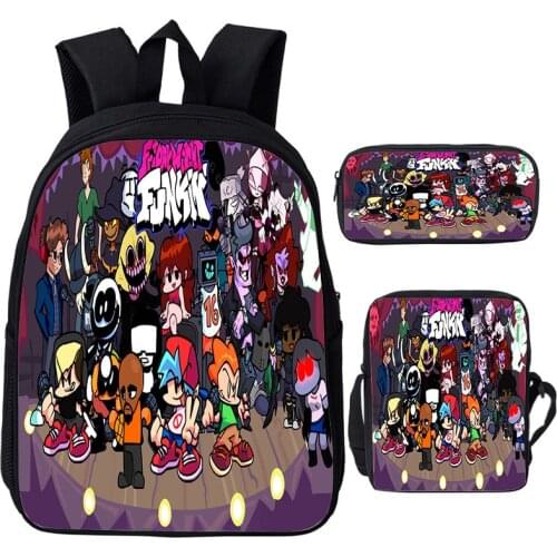 Funny Game Friday Night Funkin Backpack 3 Pcs/Set Book Bags Cartoon Anime Schoolbags Fnf 3D Print Bookbag Teens Travel Rucksack
