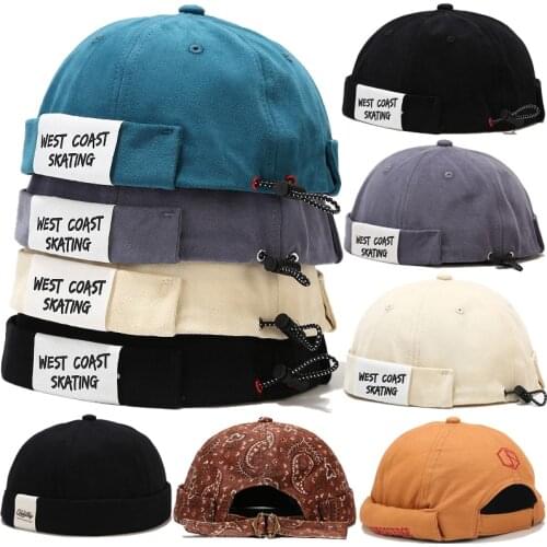Unisex Retro Dome Brimless Hats Beanies Landlord Caps Women Melon Sailor Cap Fashion Cool Corduroy Docker Cap Men Street Trendy