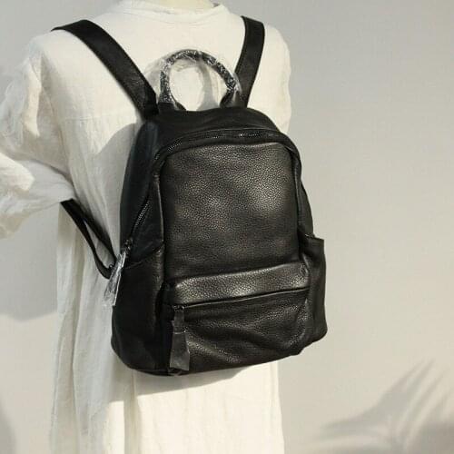 Casual Soft Leather Womens Shoulder Bag Women Backpack Large Capacity Fashion laptop bag First Layer Leather Stereo Bag 2021