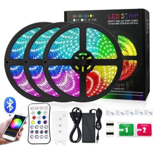 LED Strip Light RGB 5050 Flexible Ribbon DIY Led Light Strip RGB colorful soft light low voltage DC 12V Phone app bluetooth
