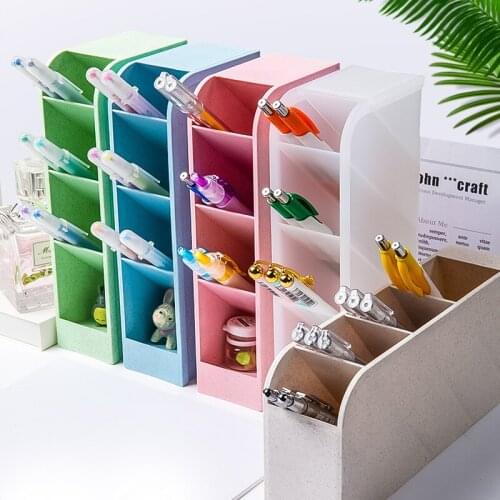 Creative Oblique Pen Holder Fashion Desktop Storage Student Stationery Personality Simple Large-capacity Four-grid Pen Holder