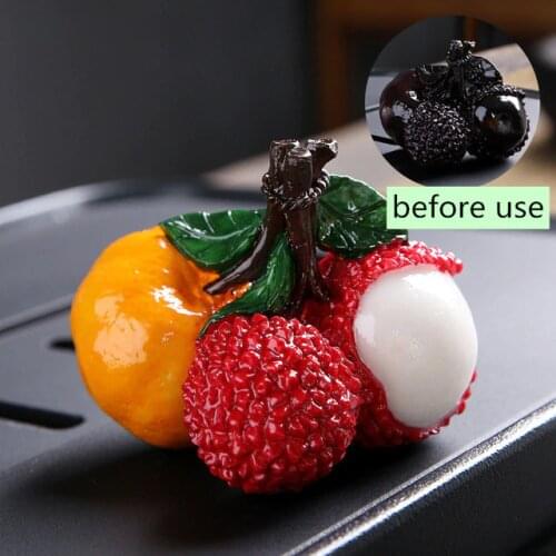 Resin Home Decoration Tea Tray Ornaments Creative Simulated Discolor Litchi Orange Tea Pet Tea Accessories
