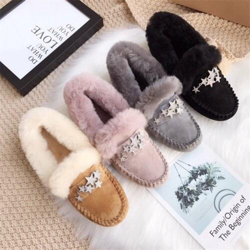 2020 Shoes Women 100% Natural Fur Shoes Moccasins Loafers Soft Genuine Leather Leisure Flats Female Casual Footwear Snow Boots
