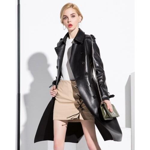 100% Real Sheepskin Coat Female Streetwear Long Down Coats Autumn Winter Jacket Women Genuine Leather Jackets MY3731