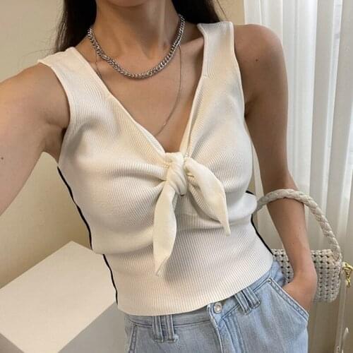 Korean Chic Summer French Elegant Slimming V-Neck Butterfly Design Slim Short Knit Vest Women