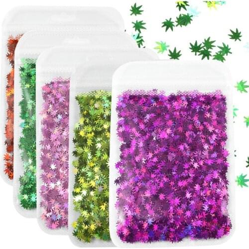 1 Bag Holographic Maple Leaf Nail Art Sequins Chameleon Nail Glitter Flakes Laser Fall Leaves Nail Supplies Nail Art Decoration