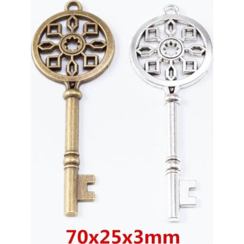 10 pieces of retro metal zinc alloy key pendant for DIY handmade jewelry necklace making 6975