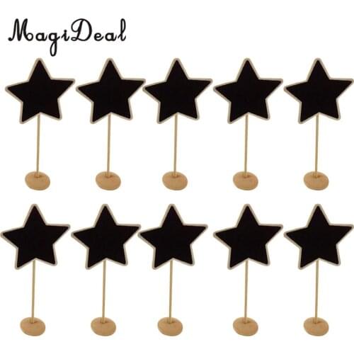 10pcs Star Wooden Mini Chalkboard Blackboard Message Board Stand Tags