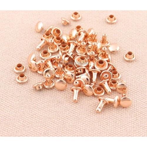 100sets 5*5mm rose gold color metal Rivets Stud Collision Nail for Bag Belt shoes garment accessories