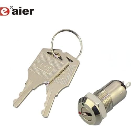 100PCS KS-02-101A 12MM 2 Position Key Switch Lock ON-OFF 0.5A 250VAC SPST 2 Pin