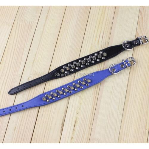 100pcs/lot Punk Style Spiked Pet Dog Collar Round Bullet Nail Rivet Studded Collar Neck Strap Pitbull Collar PU Leather
