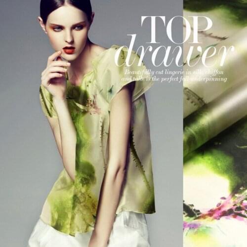 135 cm wide silk organza fabric 14 mm printed chinese silk fabric micro-perspective dress fabric wholesale silk cloth