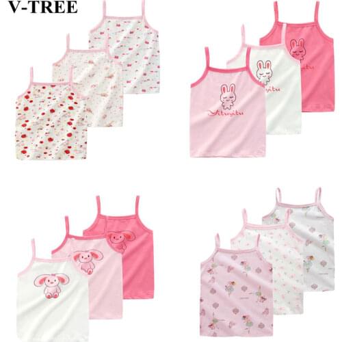 2019 Summer Tank Top For Girls Cartoon Kids Underwear Model Cotton Girls Undershirt 3pcs/lot Children Singlets Toddler Tank Tops