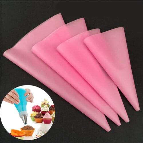 4 PCS/Set Reusable Silicone Pastry Bag Kitchen Cup Cake Icing Piping Cream Pastry Bag DIY Cake Decorating Baking Tools