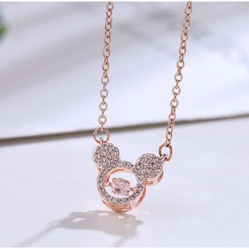 Anime Cute Necklace Female Clavicle Chain Rose Gold Titanium Steel Pendant Necklace Jewelry