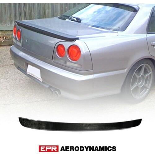 Car Accessories For Nissan Skyline R34 Origin Style Carbon Fiber Rear Wing R34 Glossy Finish Trunk Spoiler Lip Fit 4 Door Only