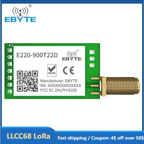 LoRa LLCC68 868MHz 915MHz Wireless Module 22dBm Long Range 5km EBYTE E220-900T22D SMA-K UART RSSI Transmitter Receiver DIP