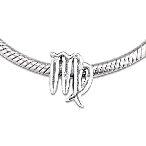 Fit Pandora Bracelet DIY Beads Jewelry Original Sparkling Virgo Zodiac Charm S925 Silver For Women Gift 021107