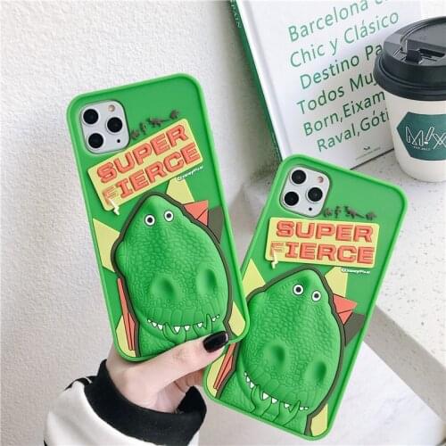 3D Lifelike Dinosaur Case for iPhone 12 11 Pro Max XR XS X 8 7 6 Plus Soft Silicone Shockproof Cover
