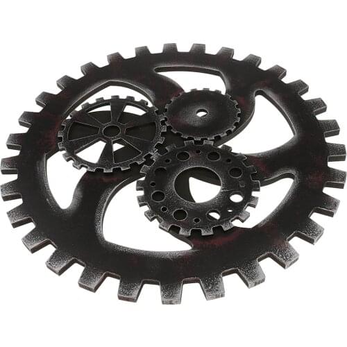 Industrial Style Wooden Gear Ornaments for Bar Club Hanging Decoration Black