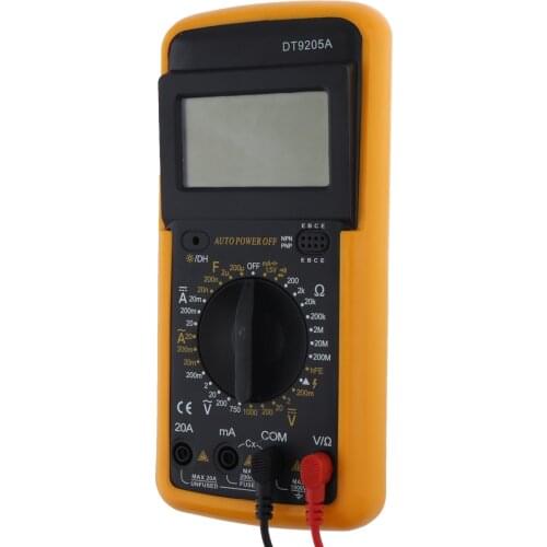 DT9205 Professional Digital Multimeter Electric Handheld Ammeter Voltmeter Resistance Capacitance hFE Tester AC DC LCD