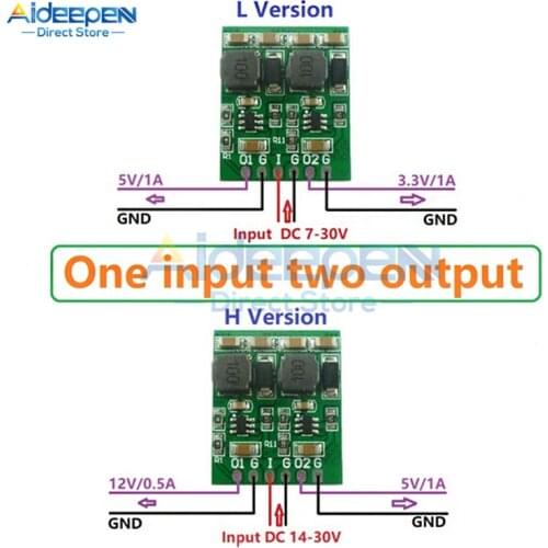 10W Dual Channel Output Switching Power Supply Module 3.3V 5V 12V 1A Max DC-DC Step-Down Buck Converter Board