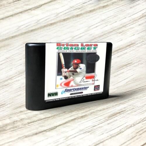 Brian Lara Cricket - EUR Label Flashkit MD Electroless Gold PCB Card forSega Genesis Megadrive Video Game Console