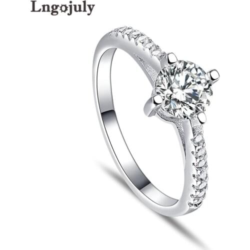 Fine Jewelry Ring Pure 925 Sterling Silver Ring Zirconia Rhinestone Party Wedding Rings For Women Bride Silver 925 Jewelry Gifts