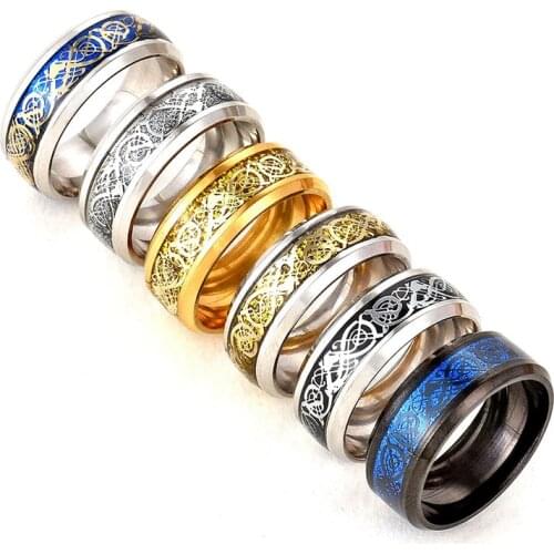 Fashion Titanium Steel Arresting Jewelry Finger Ring Unisex Pattern Ring Stainless Steel Trendy Ring Female/Male Women/Man Gift