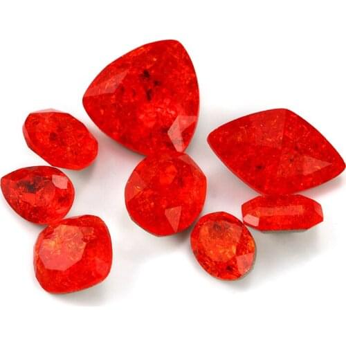Red Color Ice Crystal Stones 6mm Oval Glue On Nails Rhinestones Pointback Round Glass Strass Nails Accessories