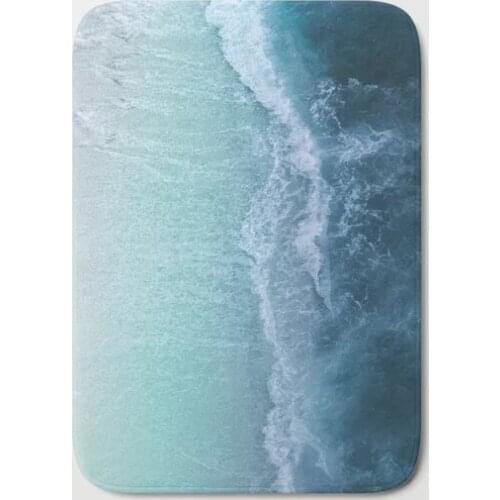 HOT Bathroom Rugs Turquoise Sea Bath Mat Flannel Absorbent Non Slip Doormat Entrance Door Bath Room Mats