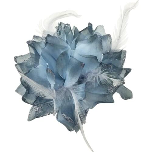 MiDee Hair Flower Luxurious Silver Grey Hair Decorative Flower Hair Clip For Dance Head Accessories Wedding Bridal Ball Party