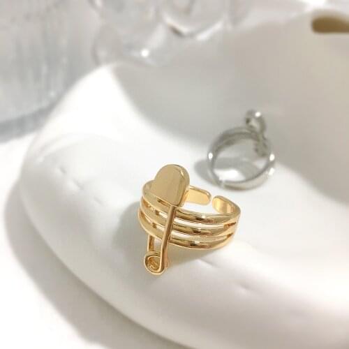 Monlansher Cute Pin Gold Silver Color Metal Open Ring Adjustable 3 Row Crossed Ring for Women Minimalist Rings Jewelry Trend