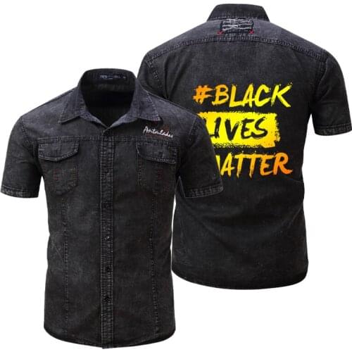 Mens Spring And Summer Denim Jacket Cotton Comfortable Black Lives Matter Single Breasted T-shirt Casual Style Dropshipping