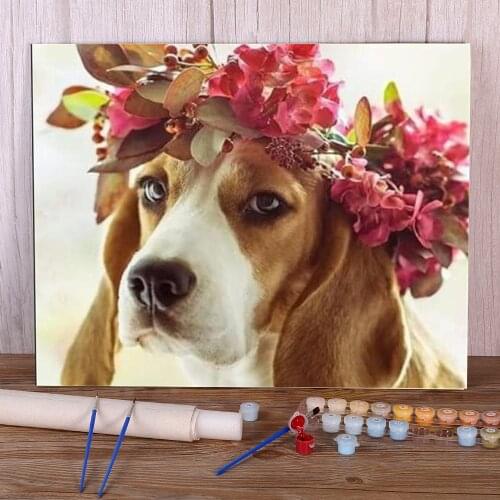 Animal Dog Beagle Painting By Numbers Package Acrylic Paints 50*70 Painting On Canvas New Design For Kids Wall Art Handiwork