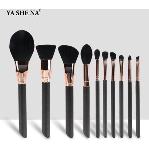 10pcs Makeup Brushes Set Black Wooden Handle Makeup Loose Powder Eye Brush Beauty Make Up Brush Makeup Brush Storage Maquiagem
