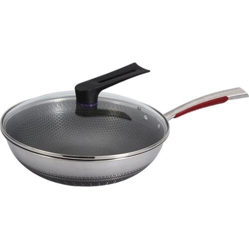 New Non-stick Pan Double-sided Honeycomb 304 Stainless Steel Wok Without Oil Smoke Frying Pan Wok Without Phosphorus