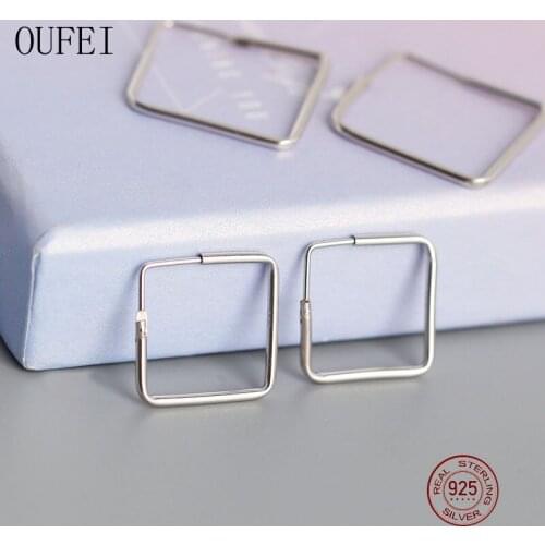 OUFEI 925 Sterling Silver Geometric Earrings Minimalist Square Earrings For Women Fashion Charm Earrings Jewelry B1067