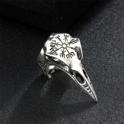 Retro Hollow Black Dragon Head Ring Punk Crow Skull Men Ring Gothic Accessories Party Gift Wholesale
