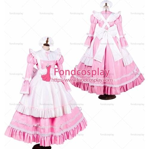 Lockable Sissy maid PVC vinyl long dress Uniform cosplay costume Tailor-made[G1787]