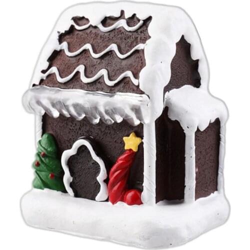 Resin Luminous Christmas Scene Village Houses Town LED Light Snow Scene Desk Ornament For Kids Holiday Gifts Toy Decoration