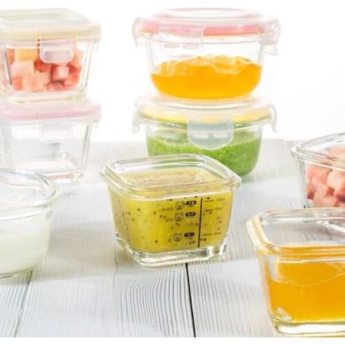 Infant Baby Glass Food Supplement Box Childrens Tableware Set Food Supplement Tool Bowl Freezer Box With Lid Fresh-Keeping