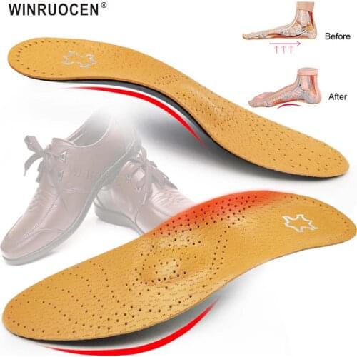 Hot Sale High quality Leather Arch Support orthopedic insole Foot foot insert pad men and women OX Leg Health Half Shoe Pad