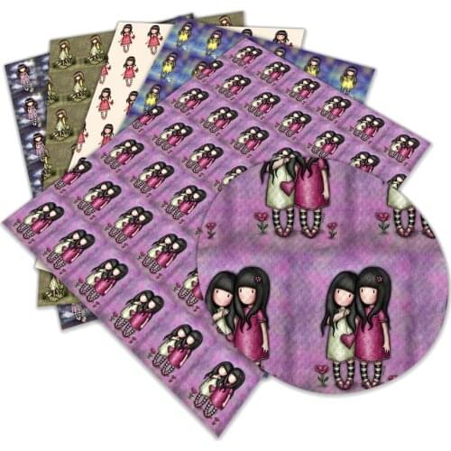 Cartoon Girl Print Pattern Faux Leather Bag Shoes Crafts 30X136cm